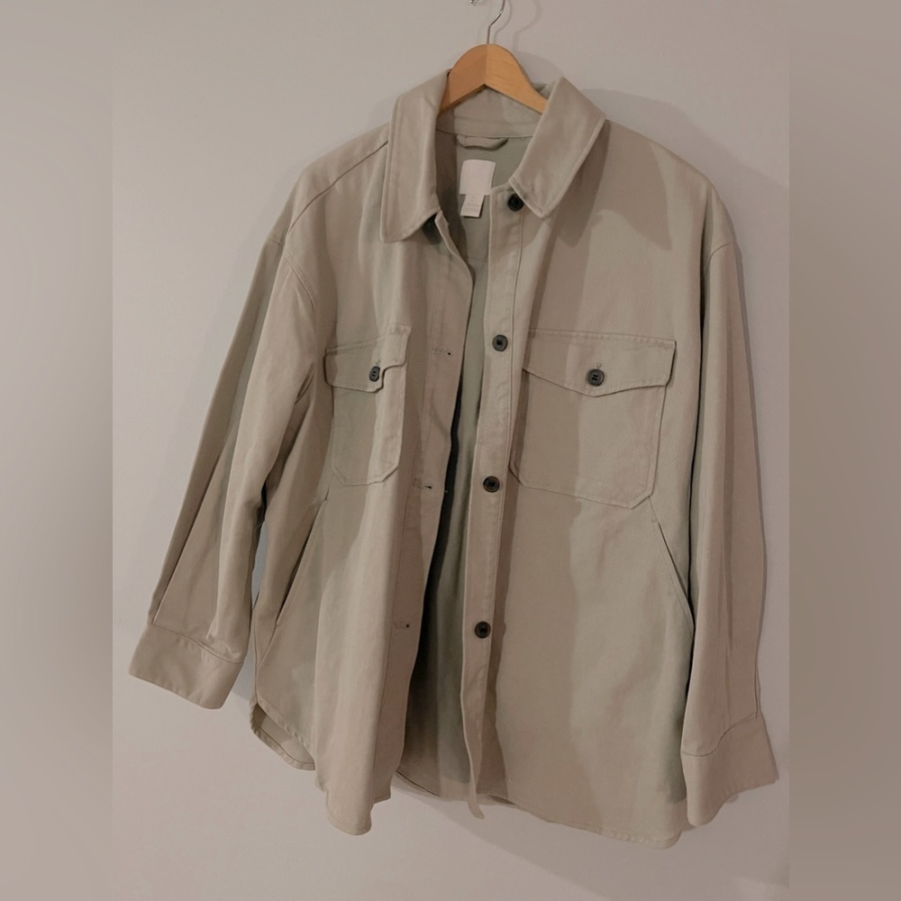 H&M beige heavyweight spring jacket light tan size L - Picture 2 of 13